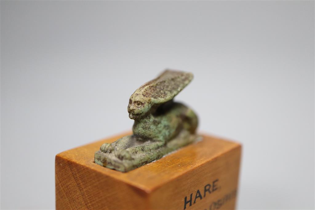 An Ancient Egyptian turquoise glazed faience Hare sacred to Osiris